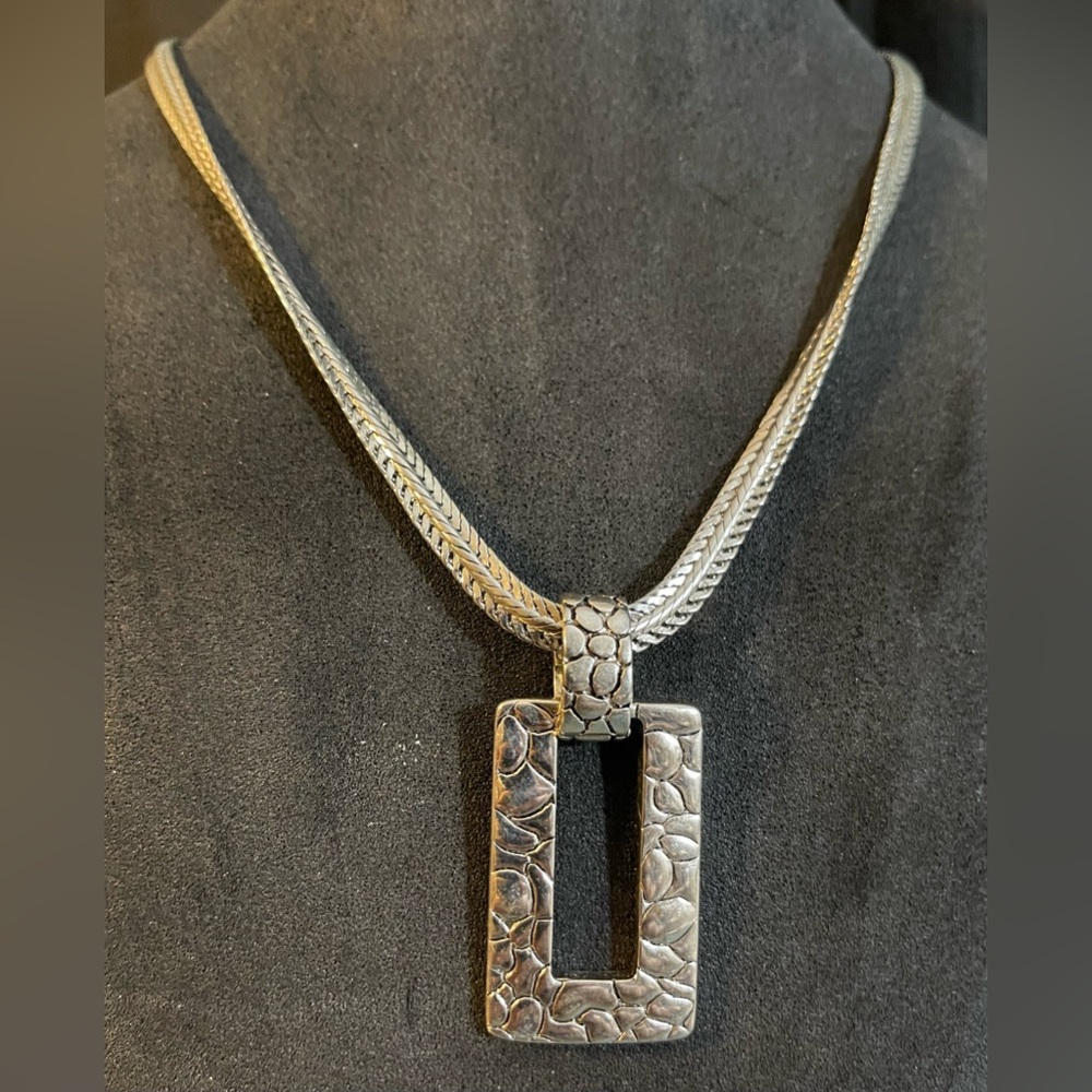 Premier Designs Silver Tone Flat Rope Chain w/ Removable Pendant